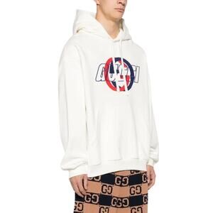 Gucci Interlocking G cotton hooded sweatshirt  multicolored logo NWT SZ SMALL